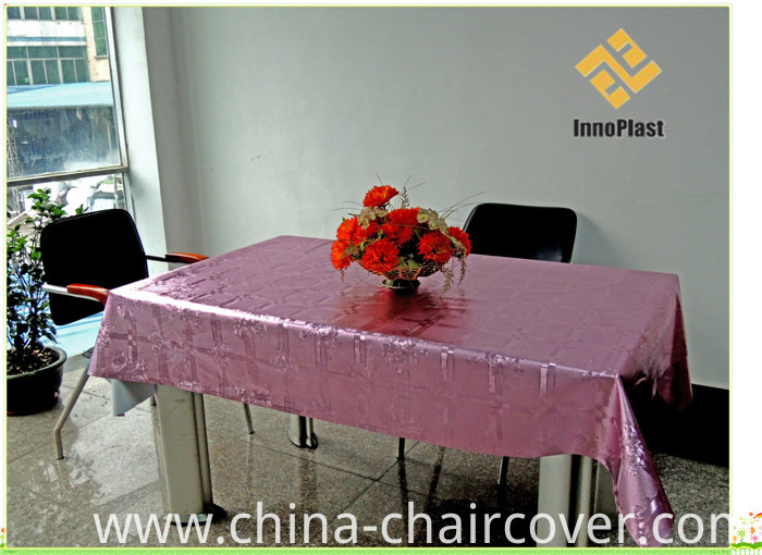 PVC Metallic Embossed Grain Tablecloth with Yarn Fabric Backing